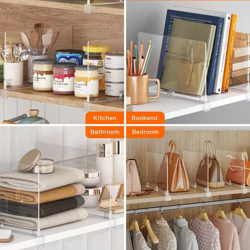 12-Pack Acrylic Shelf Bouncers: Keeping Your Closet, Kitchen, Office, and Bathroom in Line Like a Drill Sergeant!