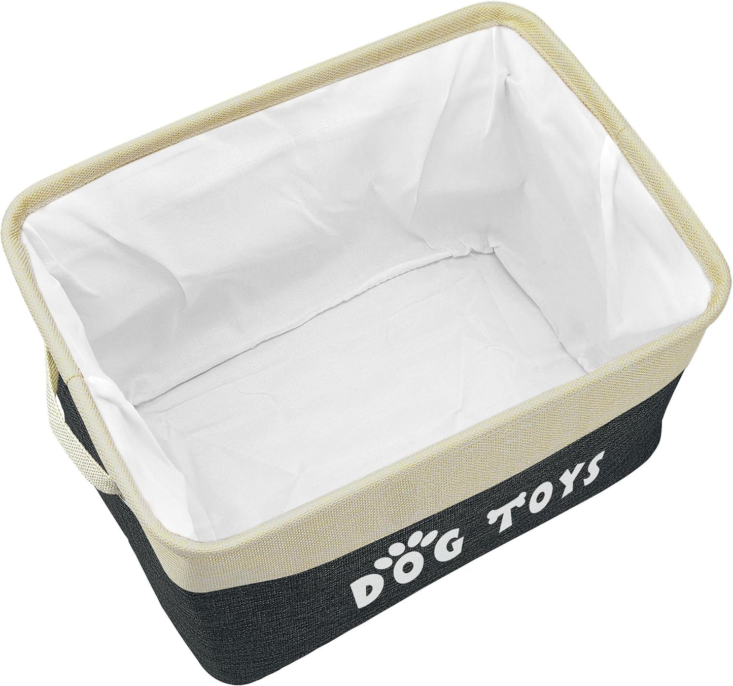 Dog Toy Basket, Large Collapsible, Black, M: 15"X11"X9" | Dog Toy Bin Box, Comfortable Handles, Large Pet Toy Storage Organizer, for Accessories, Toys, Coat & Clothing, Blanket Leash