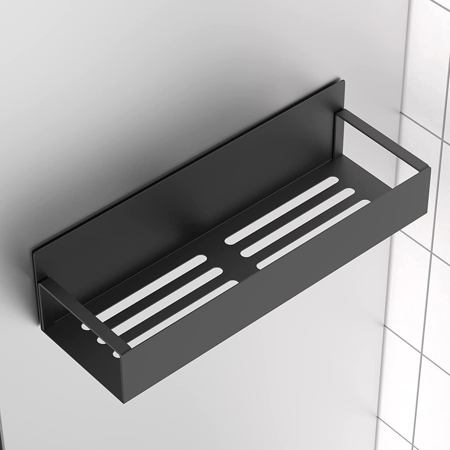 Metal Magnetic Spice Rack for Refrigerator Black, 4 Pack | Magnetic Shelves Heavy Duty for Fridge in Kitchen, Seasoning Storage Organizer, for Oven Washer and Dryer, for Heavier Items