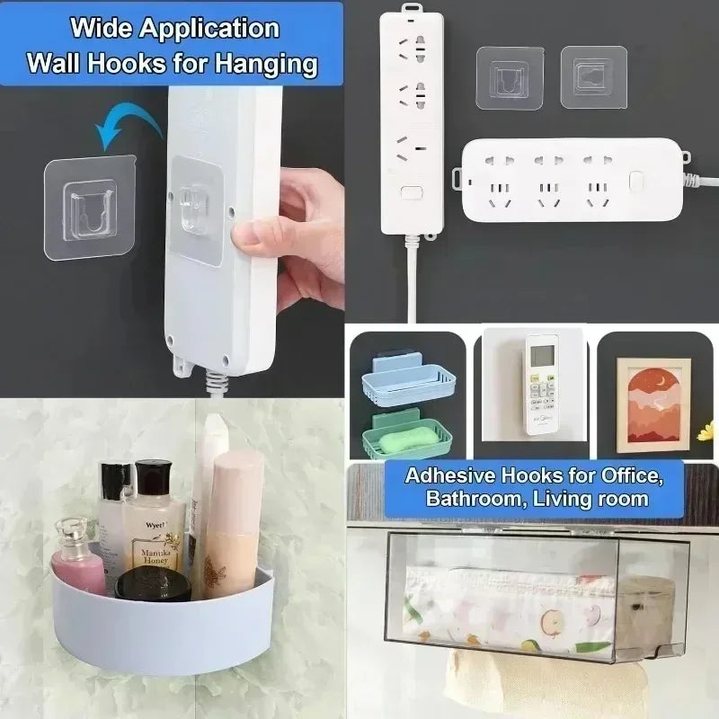 Double-Sided Adhesive Hooks Waterproof Suction Cup for Bathroom Kitchen Organization Router Socket Fixed Buckles