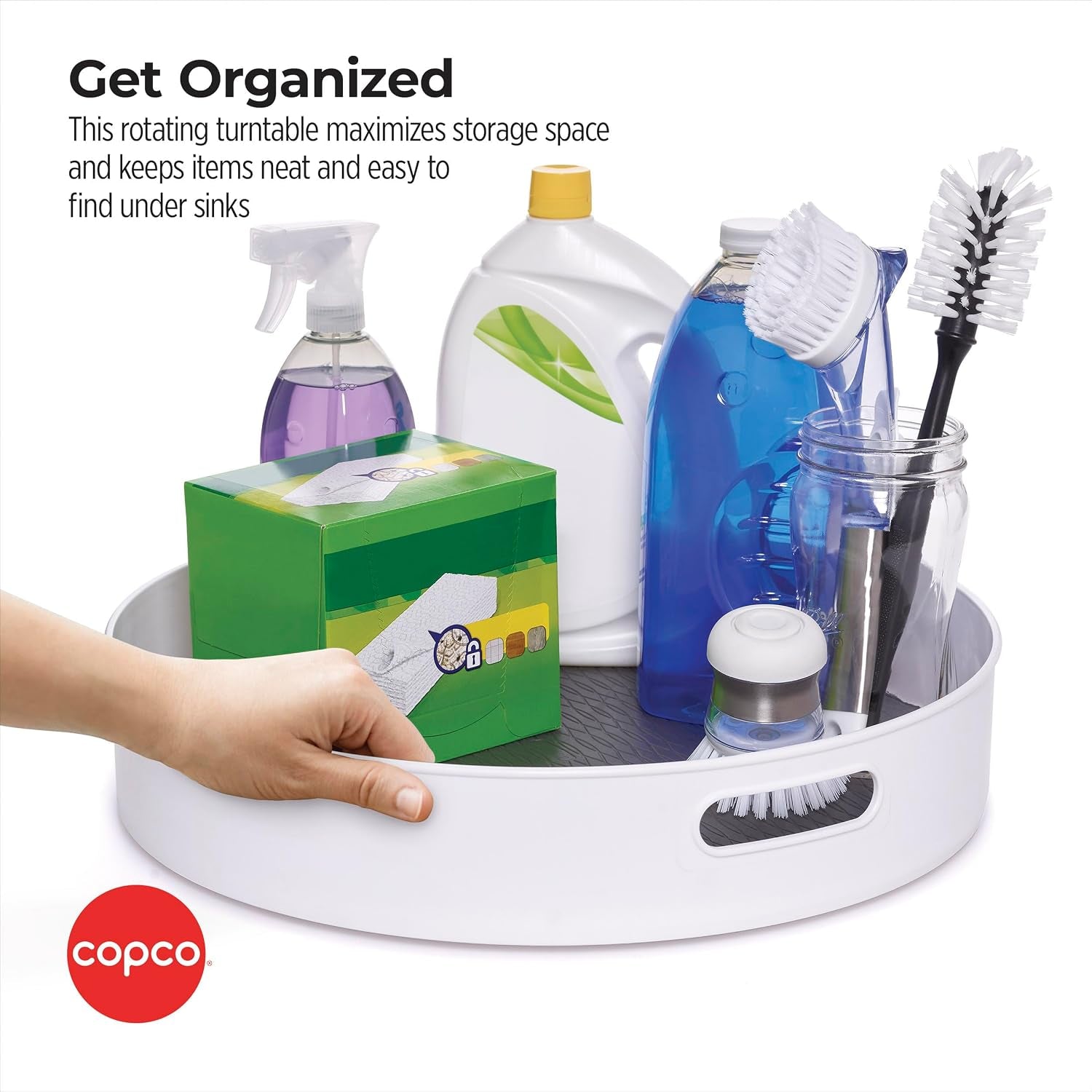 Under-Sink Pantry and Cabinet Organizer, 18-Inch, Revolving Storage Solution, White and Gray