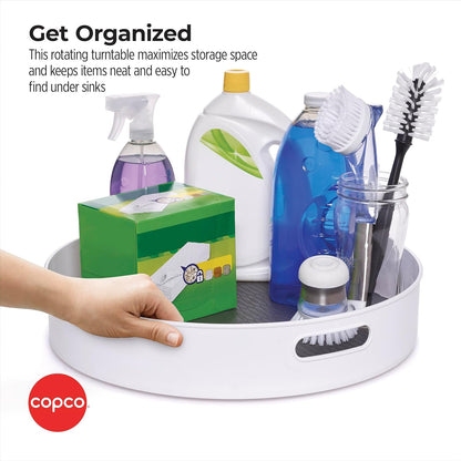 Under-Sink Pantry and Cabinet Organizer, 18-Inch, Revolving Storage Solution, White and Gray