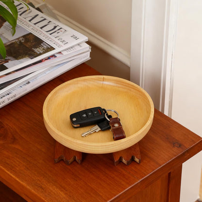Wood Key Bowl for Entryway Table, Key Tray, Jewelry Tray, Valet Tray with 2 Cute Duck Feet, for Rings, Coins, Bracelets Watches