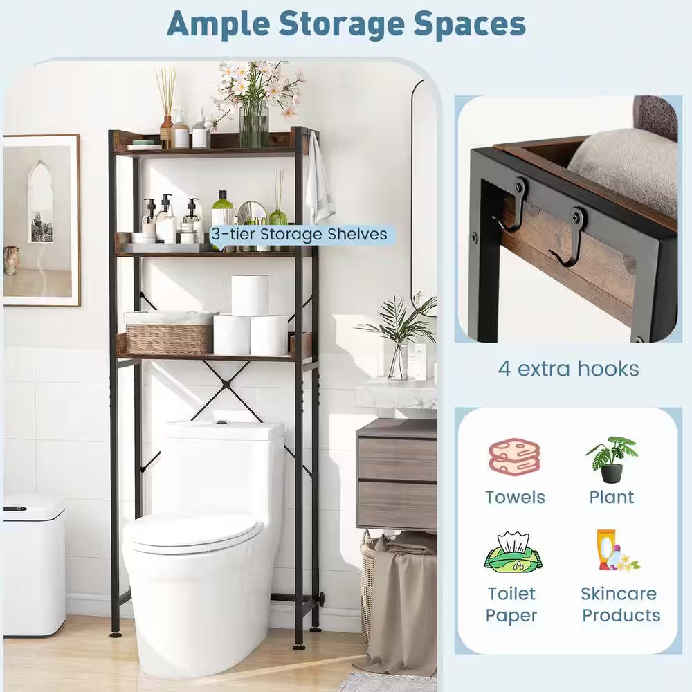 The Great Toilet Tetris: 3-Tier Metal Shelf for Your Bathroom's Vertical Ambitions!