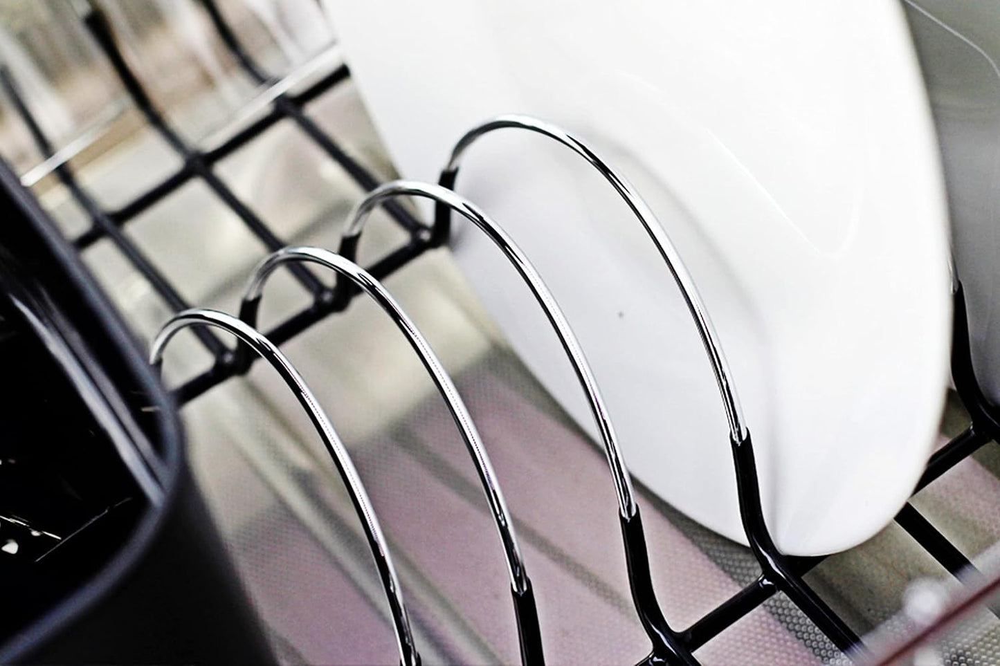 Deluxe Chrome-Plated Steel Small Dish Drainers (Black)