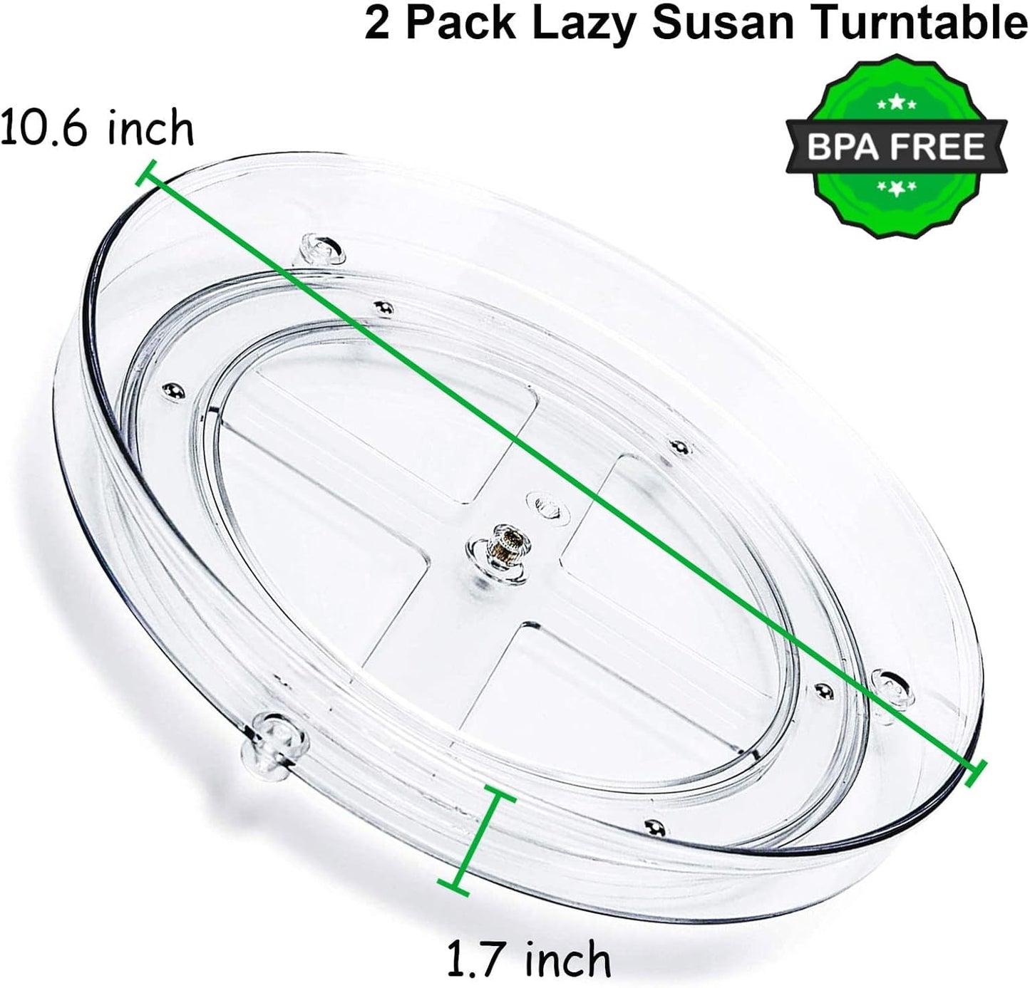 2 Pack Lazy Susan Organizer,10.6" Turntable Organizer for Pantry | Kitchen Cabinet, Countertop, Pantry Organization and Storage