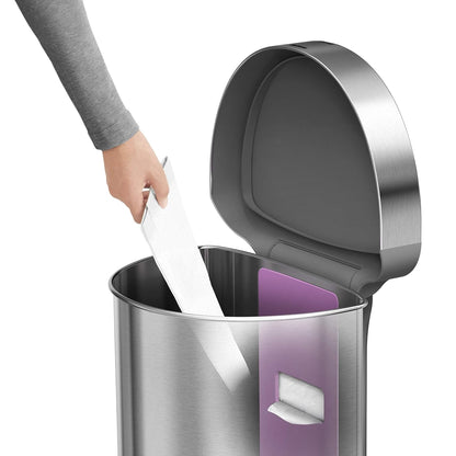 Simplehuman 45 Liter / 12 Gallon Semi-Round Automatic Sensor Trash Can, Brushed Stainless Steel