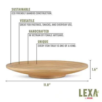 Lexa 11.81 In. W X 1.97 In. H X 11.81 In. D Natural Bamboo Footed Plate