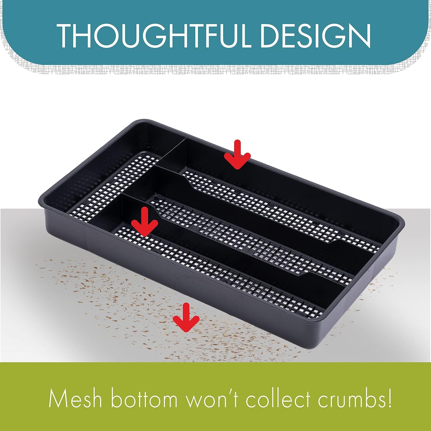 Dial Industries Small Utensil Silverware Kitchen Drawer Organizer, Black