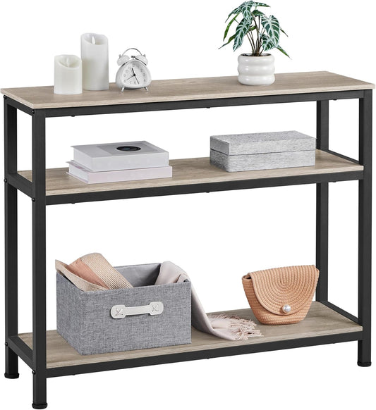 Yaheetech Entryway Table with Storage Shelves, 40 Inch Console Table with Metal Frame, Wood behind Couch Sofa Tables for Entryway, Living Room, Gray