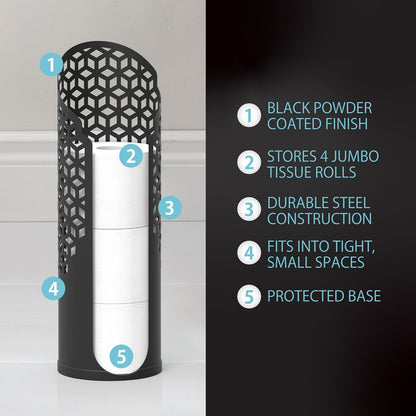 Rollo Hexacube: The Throne's Secret Stash - 4 Rolls of Softness in a Stylish Matte Black Fortress, No Tools Required for Your Bathroom's Royalty!