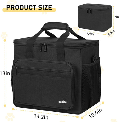Large Pet Grooming Bag, Dog Grooming Tote Bags Supplies Organizer Case Pets Tools Organizer Tote for Dog Cat Grooming Tool Kit and Accessories, Black(Bag Only)