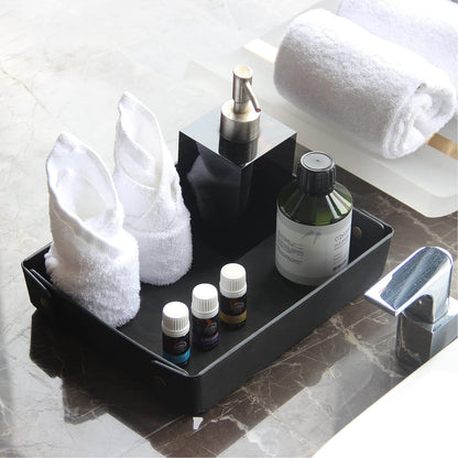 Faux Leather Valet Tray Organizer for Men - Catch-All Tray for Entryway Table Key, Wallet, Watch, Coin Change, Phone, Dresser EDC Dump Jewelry, Bedside Nightstand Desk-Top