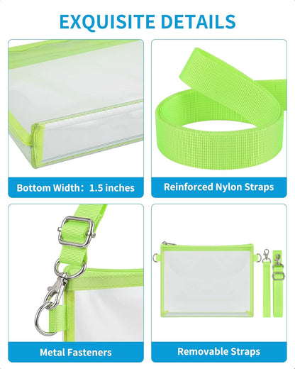 Clear Bag for Stadium Events, Clear Purse with Detachable Strap, Sports Fan Handbag Purses for Game Day and Concert