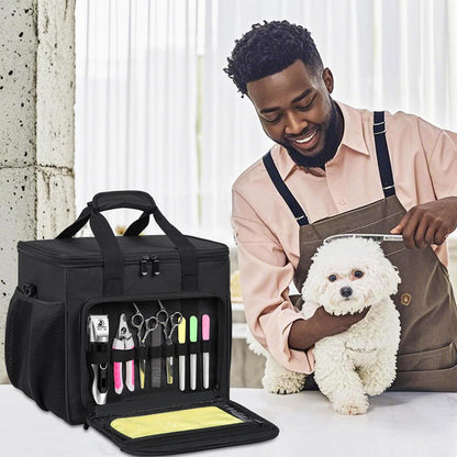 Large Pet Grooming Bag, Dog Grooming Tote Bags Supplies Organizer Case Pets Tools Organizer Tote for Dog Cat Grooming Tool Kit and Accessories, Black(Bag Only)