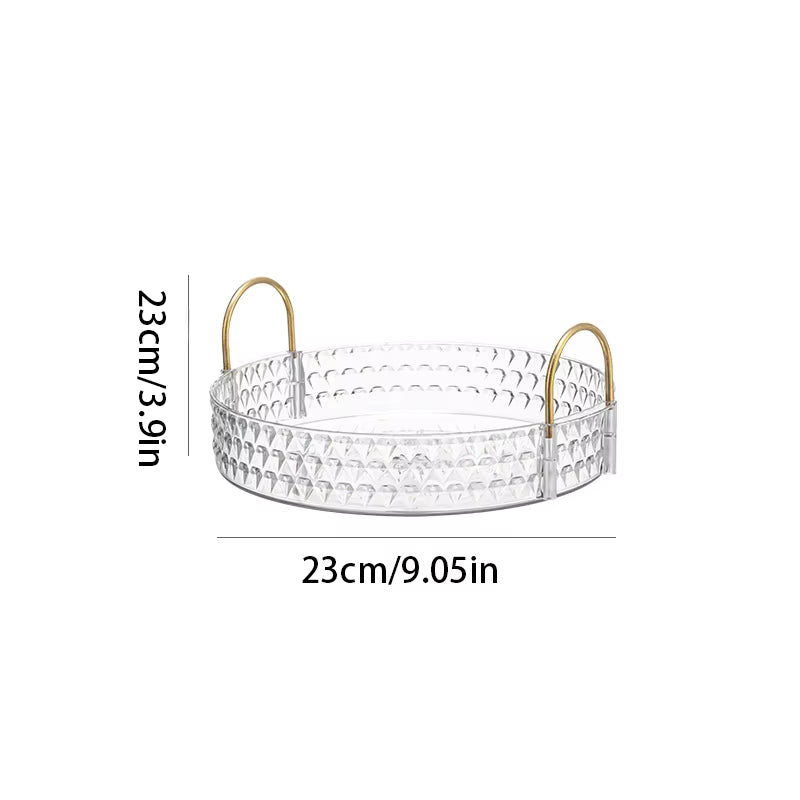 360° Rotating 3-Tier Transparent Cosmetic Organizer with Diamond Pattern for Bathroom Vanity and Countertop