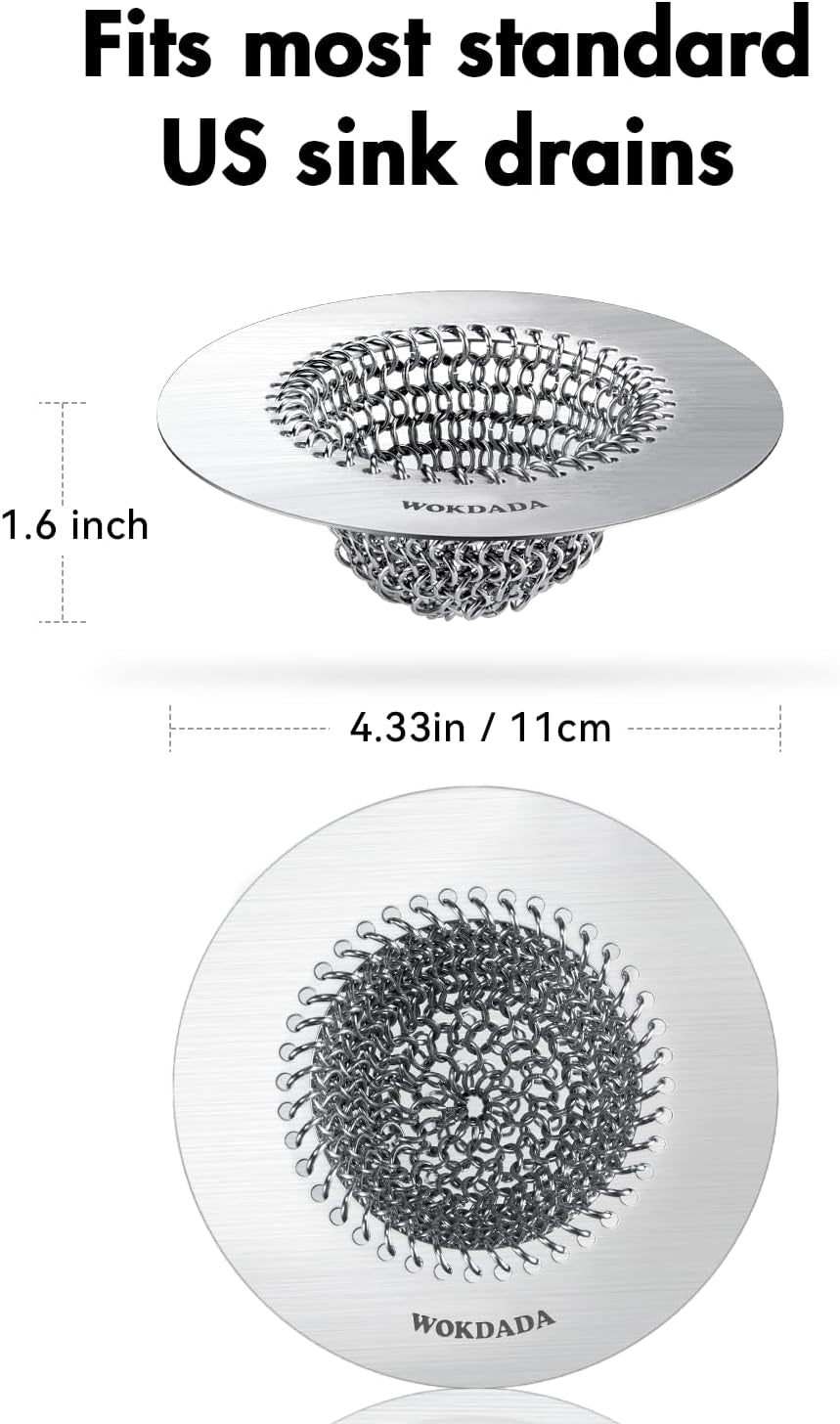 Reversible Kitchen Sink Drain Strainer, Anti-Clog Flat Edge Design | Anti-Slip Fit, Fast Drainage, Easy Flip Cleaning, Standard Sink Fit, Large Capacity, 304 Stainless Steel, Patented Design