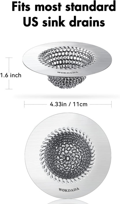 Reversible Kitchen Sink Drain Strainer, Anti-Clog Flat Edge Design | Anti-Slip Fit, Fast Drainage, Easy Flip Cleaning, Standard Sink Fit, Large Capacity, 304 Stainless Steel, Patented Design
