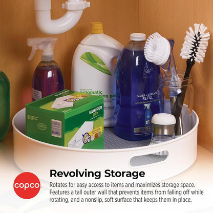 Under-Sink Pantry and Cabinet Organizer, 18-Inch, Revolving Storage Solution, White and Gray