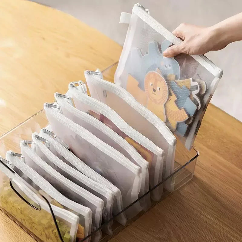 3/5/10Pcs Mesh Zipper File Bag Waterproof Moisture-Proof Zipper Folder Toy Storage Bag Storage Tools Cosmetic Organization Bag