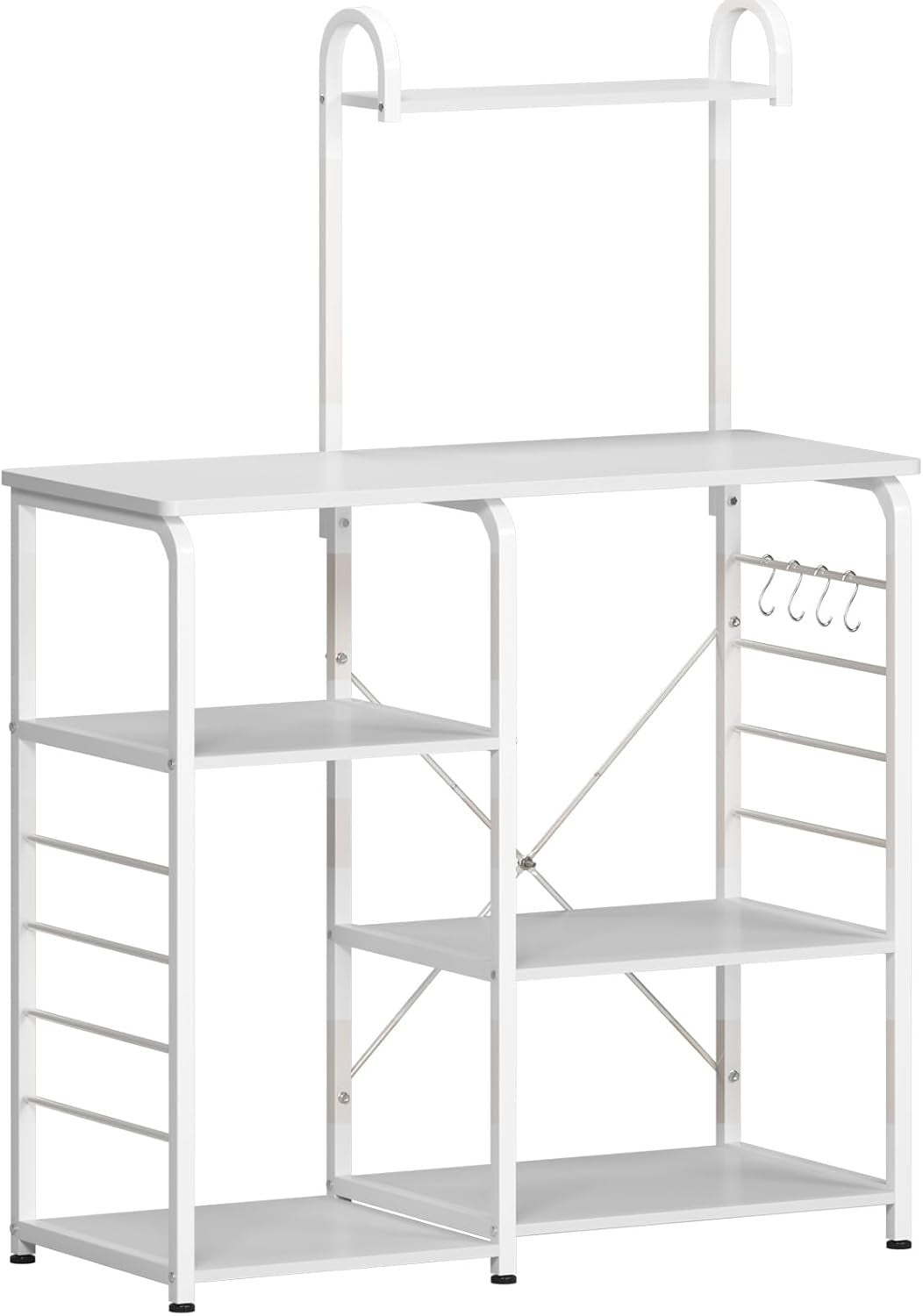Microwave Stand Kitchen Cart, Microwave Cart Stand 35.4 Inches, Kitchen Utility Storage 3-Tierx4-Tier for Baker and Rack and Spice Rack Organizer Workstation Shelf,White