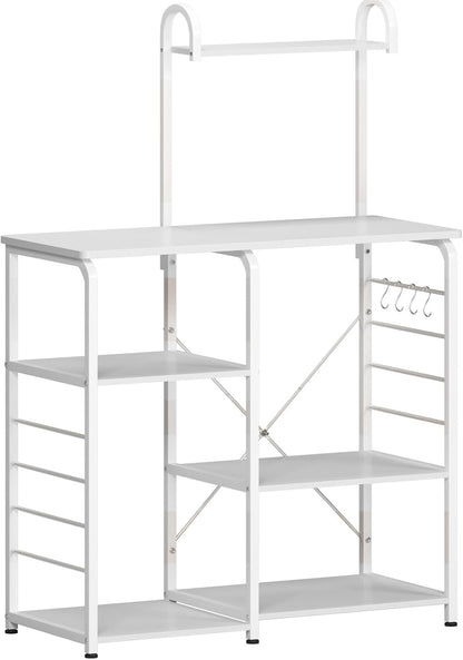 Microwave Stand Kitchen Cart, Microwave Cart Stand 35.4 Inches, Kitchen Utility Storage 3-Tierx4-Tier for Baker and Rack and Spice Rack Organizer Workstation Shelf,White