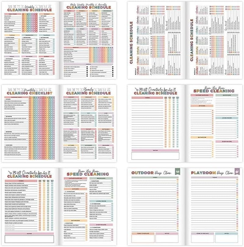Adhd Cleaning Planner,Chore Chart for Adults, Cleaning Schedule and Checklist Organizer Cleaning Schedule and Checklist Notebook, Daily Weekly Monthly Schedule Household Cleaning Checklist Planner