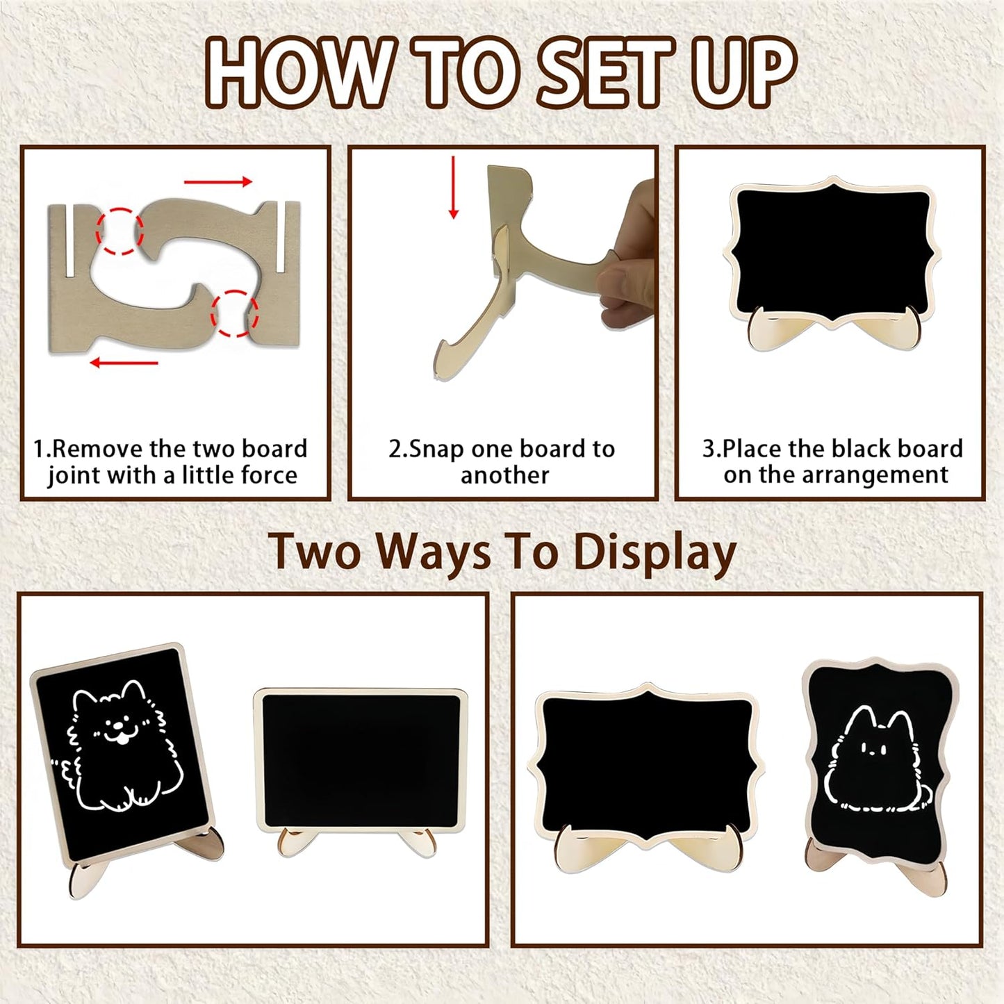 20PCS Mini Chalkboard Signs for Food Party Buffet Display Small Rectangle Chalkboards Blackboard with Stand for Tables W/1 Liquid Chalk,Wood Place Cards for Wedding,Birthday Party, Message Board Signs