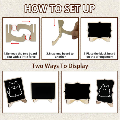 20PCS Mini Chalkboard Signs for Food Party Buffet Display Small Rectangle Chalkboards Blackboard with Stand for Tables W/1 Liquid Chalk,Wood Place Cards for Wedding,Birthday Party, Message Board Signs