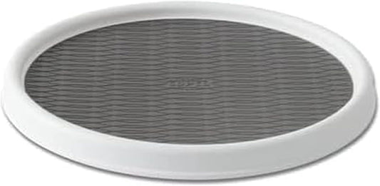 Basics Non-Skid Pantry Cabinet Lazy Susan Turntable, 12-Inch, White/Gray, 1 Count (Pack of 1)