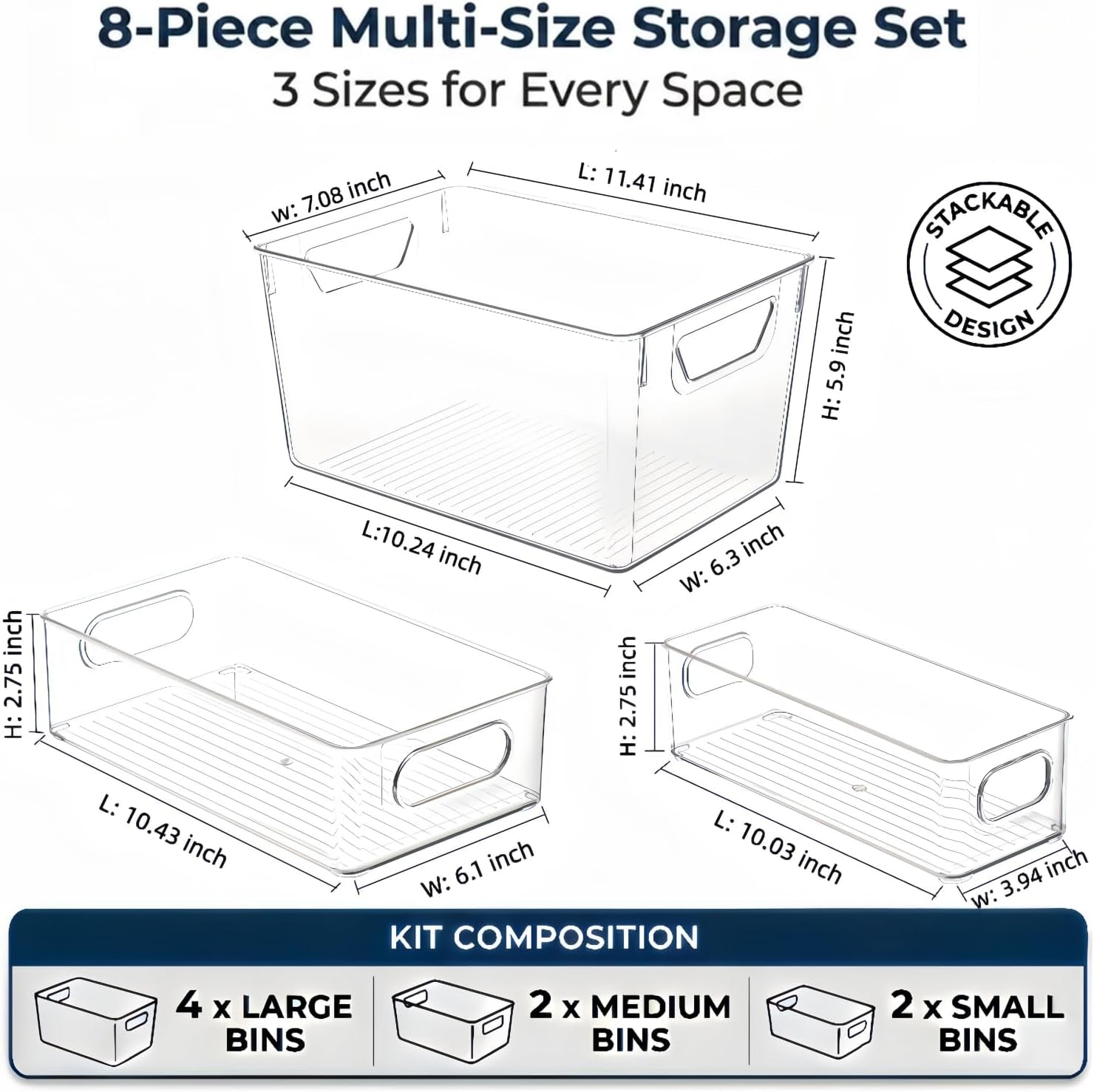 8 Pack of Tetris Champions: Clear Storage Bins for When Your Kitchen Needs a Game Plan!