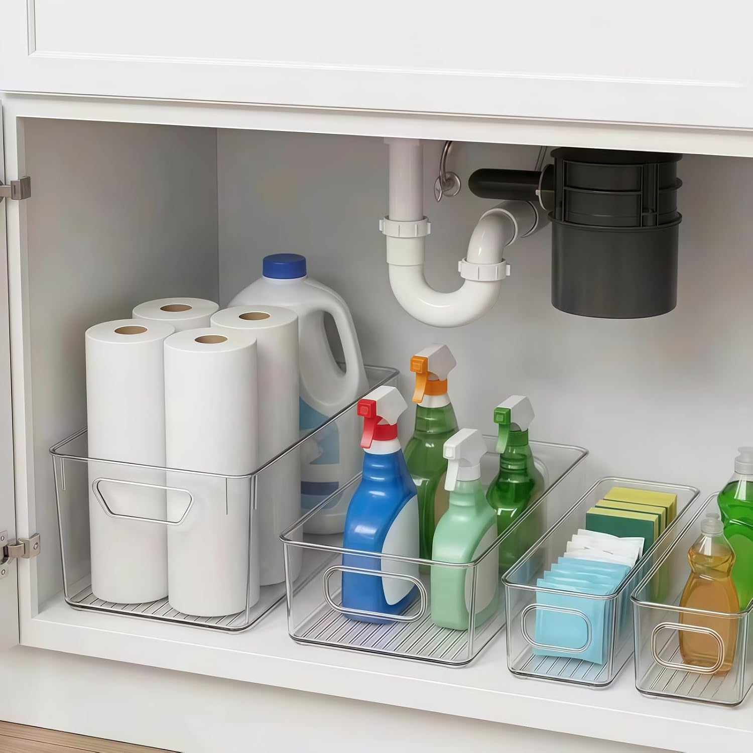 8 Pack of Tetris Champions: Clear Storage Bins for When Your Kitchen Needs a Game Plan!
