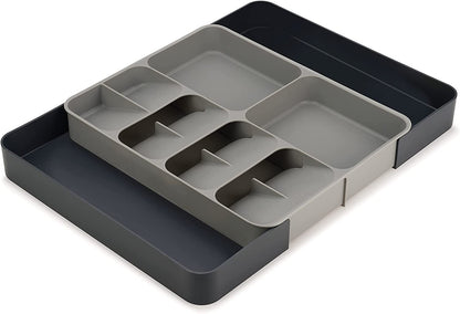 Joseph Joseph Drawerstore Expanding Flatware Cutlery, Utensil & Gadgets Organiser, Expandable in Drawer Space Saving Tray- Grey
