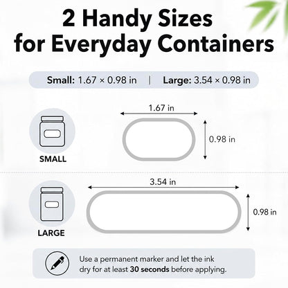 Waterproof Kitchen Labels for OXO POP Containers, 64-Pack, 2 Sizes | Removable Writable Food Storage Stickers, Tear-Resistant Pantry Organization Decals for Plastic and Glass Jars