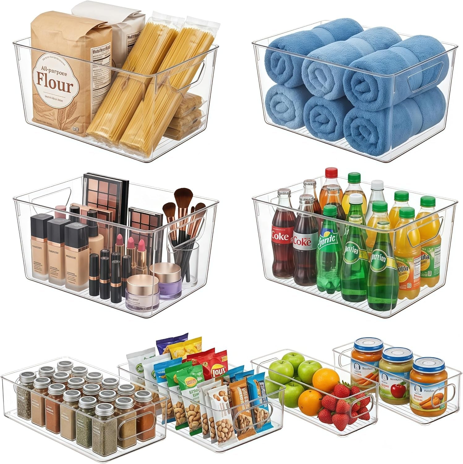8 Pack of Tetris Champions: Clear Storage Bins for When Your Kitchen Needs a Game Plan!