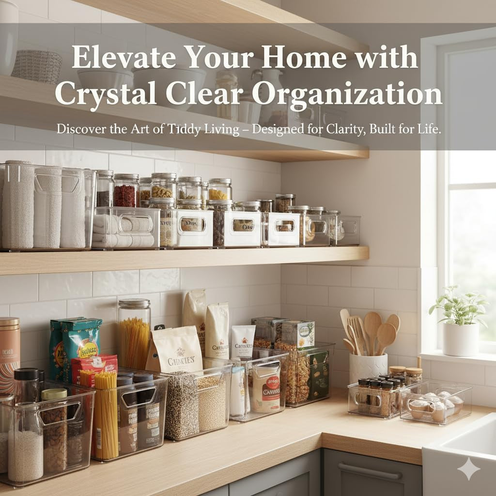 8 Pack of Tetris Champions: Clear Storage Bins for When Your Kitchen Needs a Game Plan!