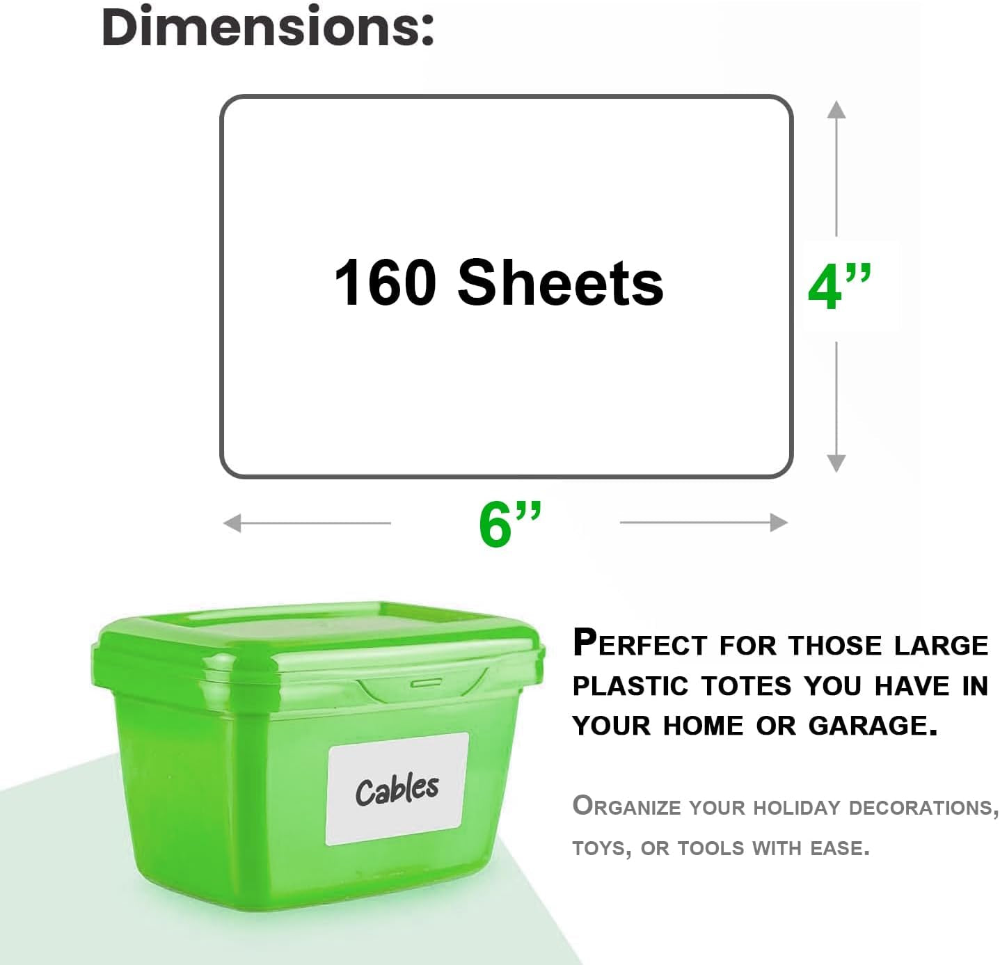 150 Pcs Labels for Storage Bins, 6 X 4 Inch Removable Tear Resistant No Residue Storage Bins Labels for Home Organization, Storage, Business, School