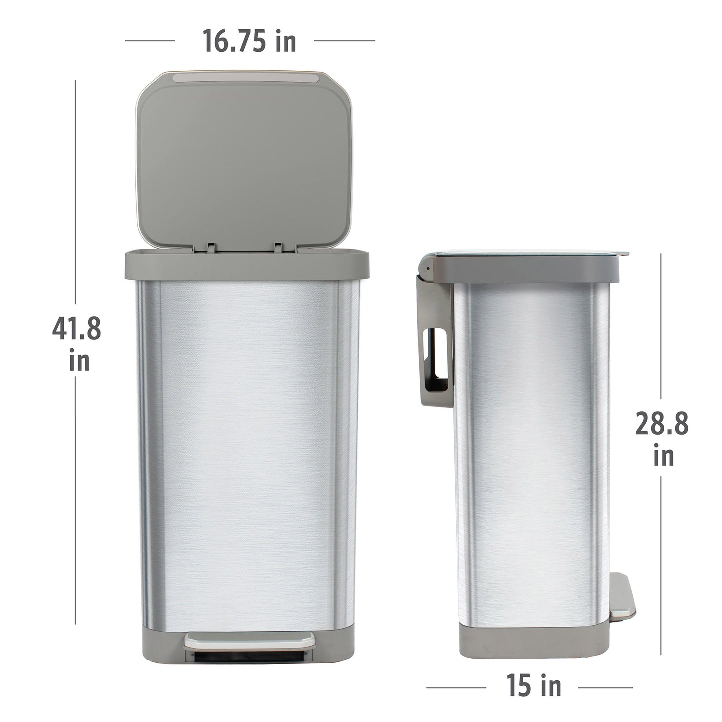Glad Stainless Steel Trash Can and Bag Bundle