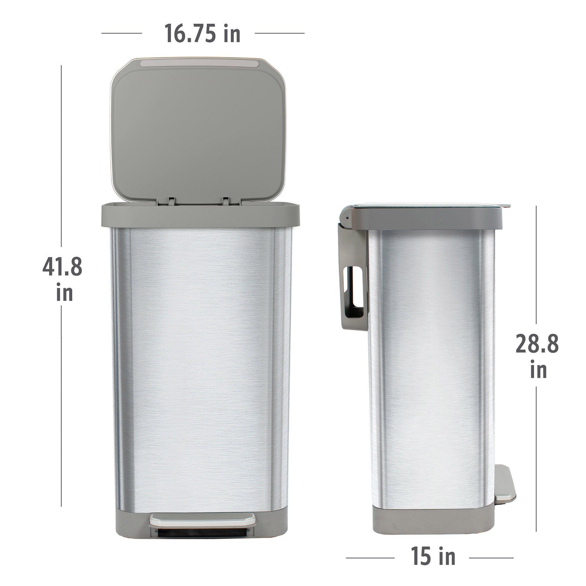 Glad Stainless Steel Trash Can and Bag Bundle