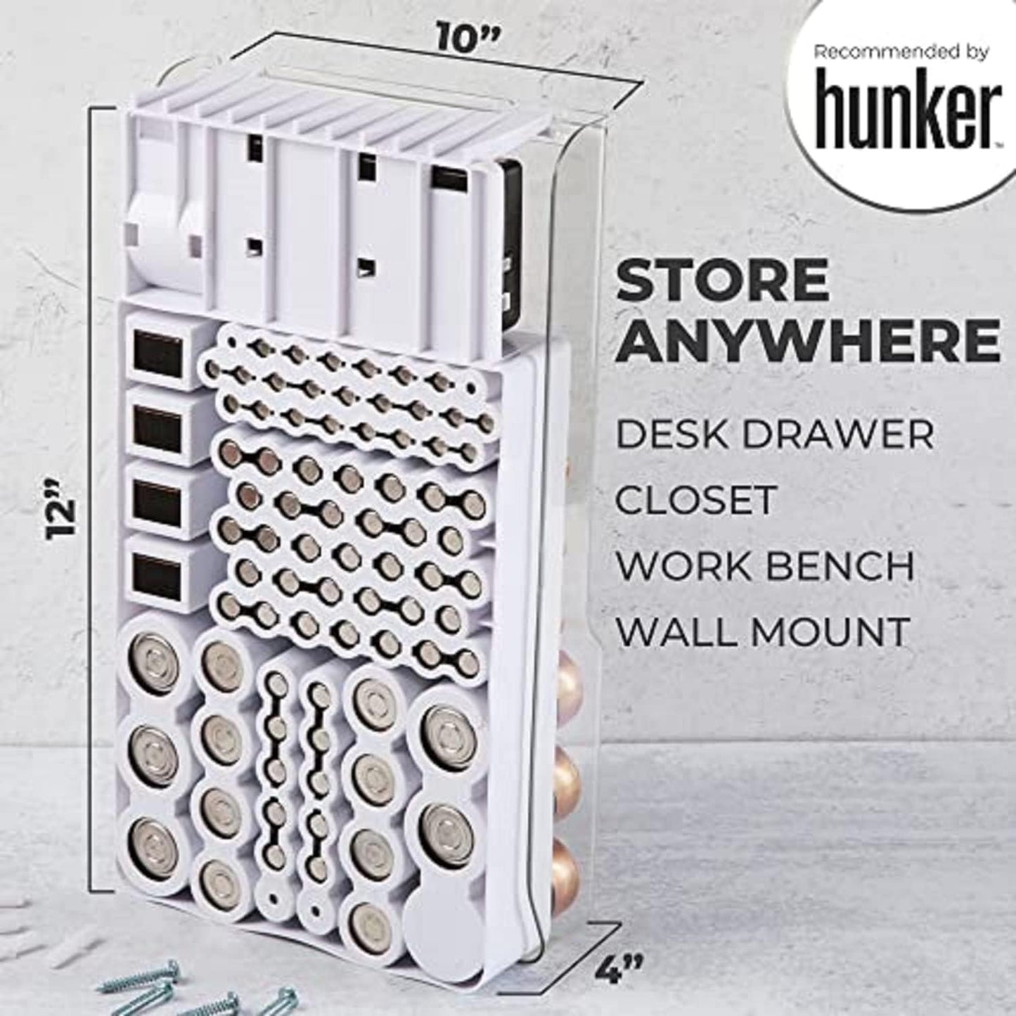 Battery Storage Organizer and Case with Tester, Accommodates 93 Batteries of Various Sizes, Ideal for Garage Organization, Purple