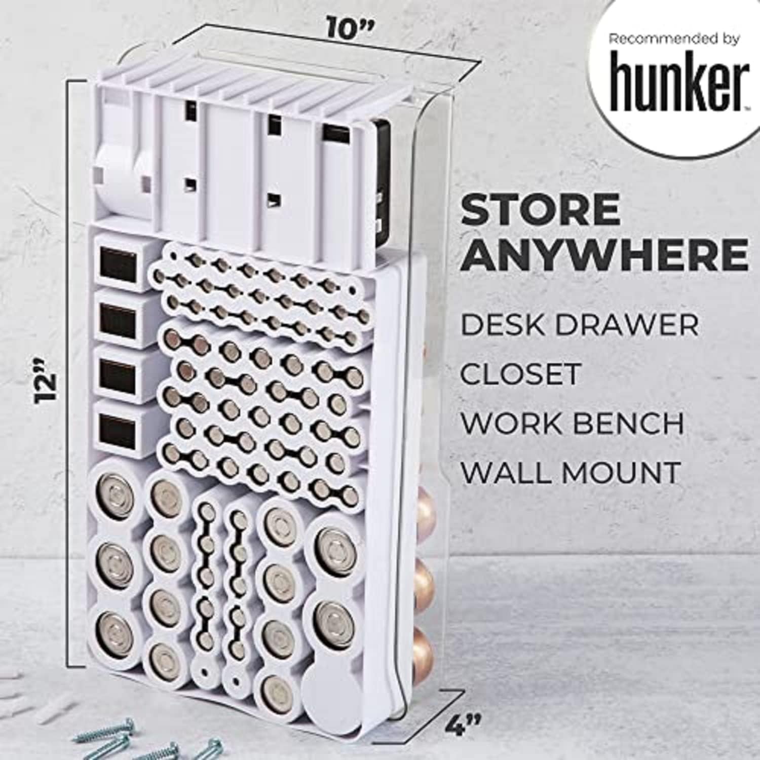 Battery Storage Organizer and Case with Tester, Accommodates 93 Batteries of Various Sizes, Ideal for Garage Organization, Purple