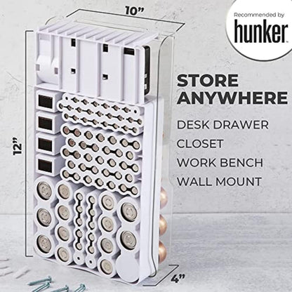 Battery Storage Organizer and Case with Tester, Accommodates 93 Batteries of Various Sizes, Ideal for Garage Organization, Purple