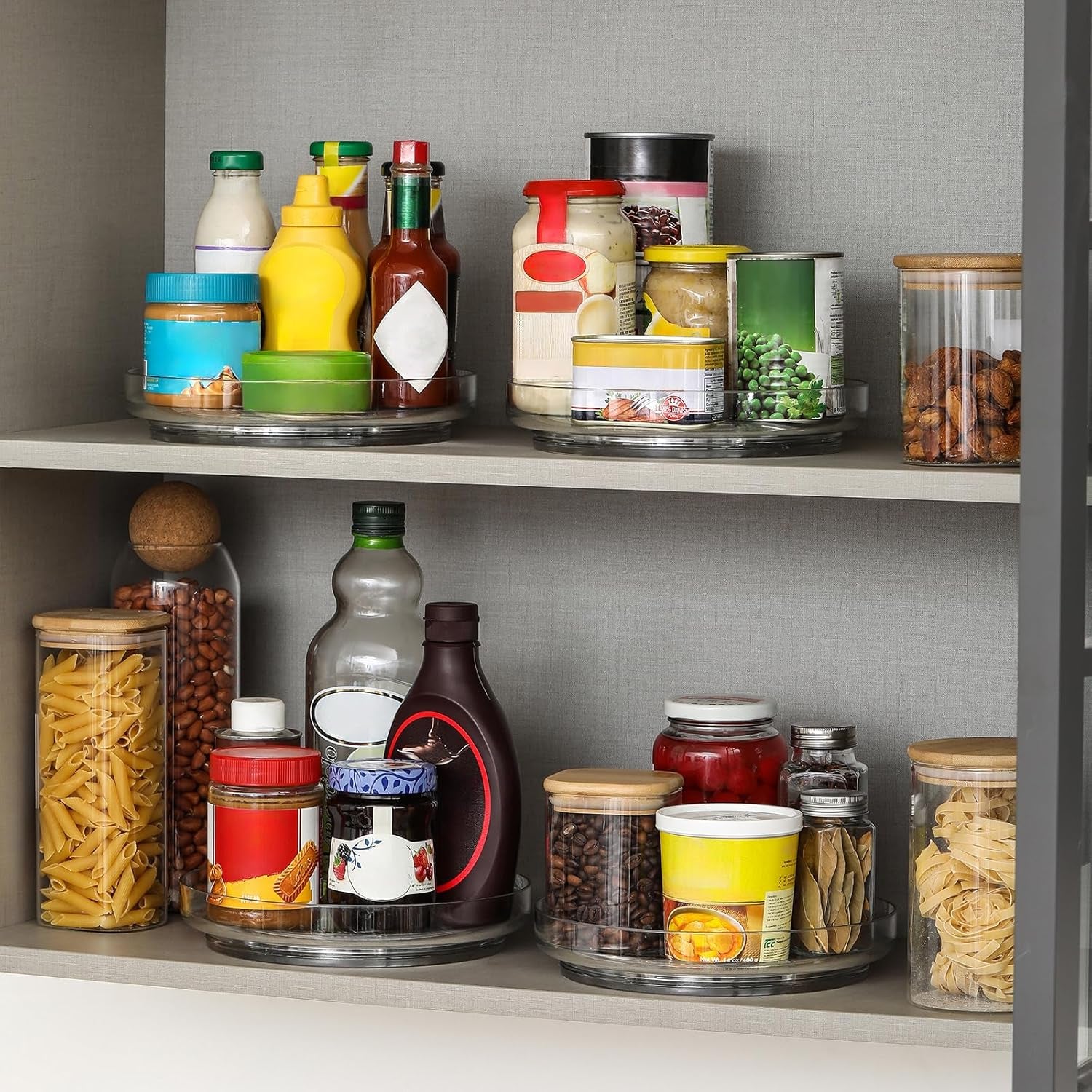 Set of 2 - 9-Inch Clear Acrylic Non-Skid Lazy Susan Turntable Organizers for Kitchen, Pantry, Refrigerator, Vanity, and Bathroom Storage