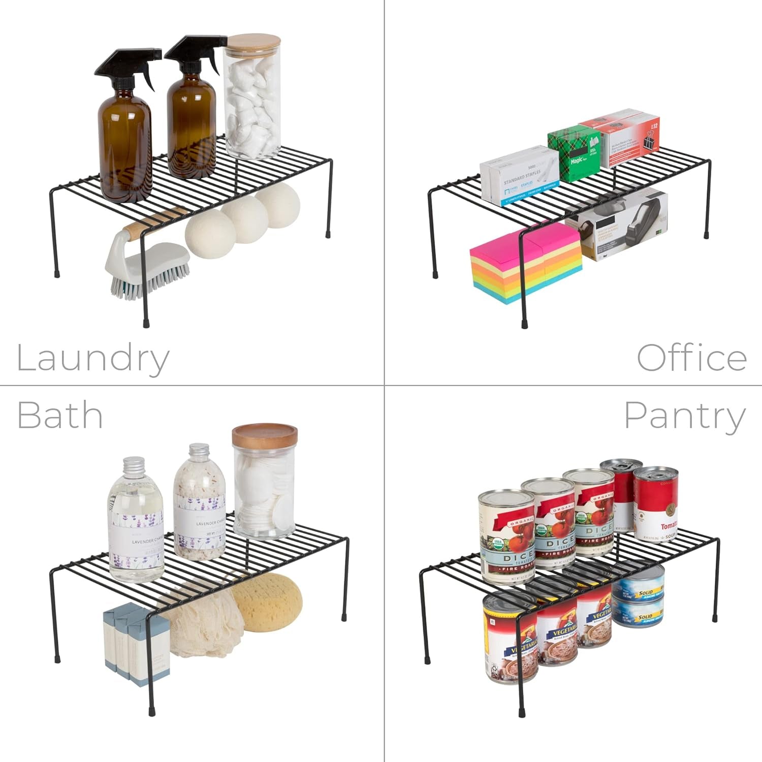 Large Classic Storage Shelf (8.5 x 16 in.) - Durable Steel Pantry Organizer with Rust-Resistant Finish and Non-Slip Feet for Efficient Home Organization and Storage