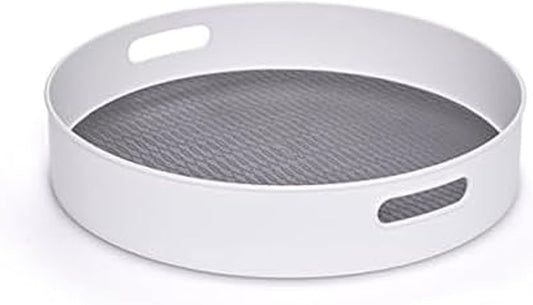 Under-Sink Pantry and Cabinet Organizer, 18-Inch, Revolving Storage Solution, White and Gray