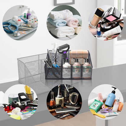 Universal Pet Grooming Supplies Organizer, Dog Storage Organizer for Grooming Supplies, 6-Compartment Mesh Wire Dog Stuff Storage Organizer for Dogs Cat Grooming Blanket,Shampoo,Trimmer,Clipper,Brush