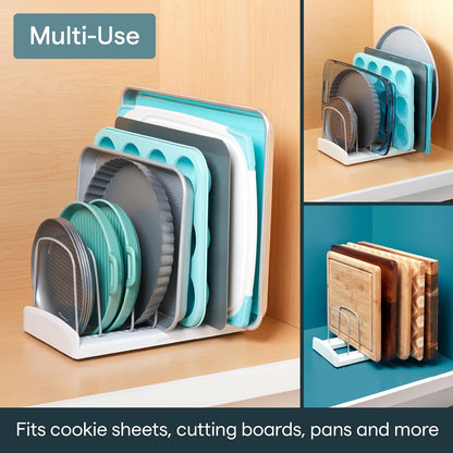 Storemore Bakeware Rack, Adjustable Dividers, Baking Pan Organizer