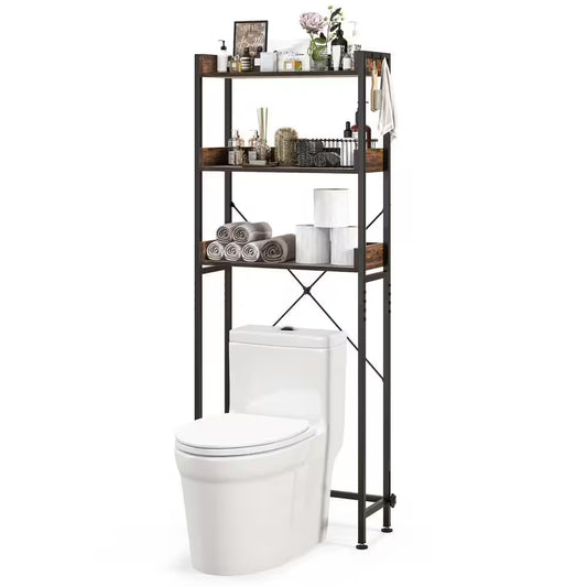 The Great Toilet Tetris: 3-Tier Metal Shelf for Your Bathroom's Vertical Ambitions!
