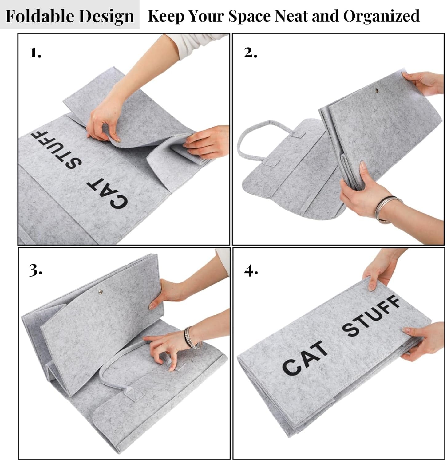 2 Pack Cat Wand Toy Storage Bag, Hanging Cat Teaser Holder for Neatly Organization, Durable Feather Pet Toy Organizer Bag with Handle for Indoor Pet Supplies, Feline Safety