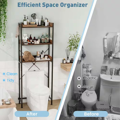 The Great Toilet Tetris: 3-Tier Metal Shelf for Your Bathroom's Vertical Ambitions!